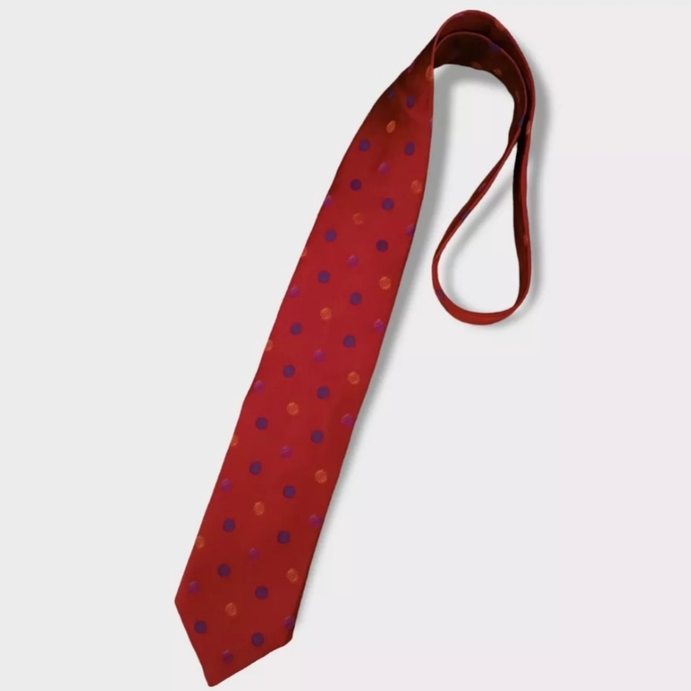 KENZO Red/Blue Geometric Silk LUXURY Tie ITALY